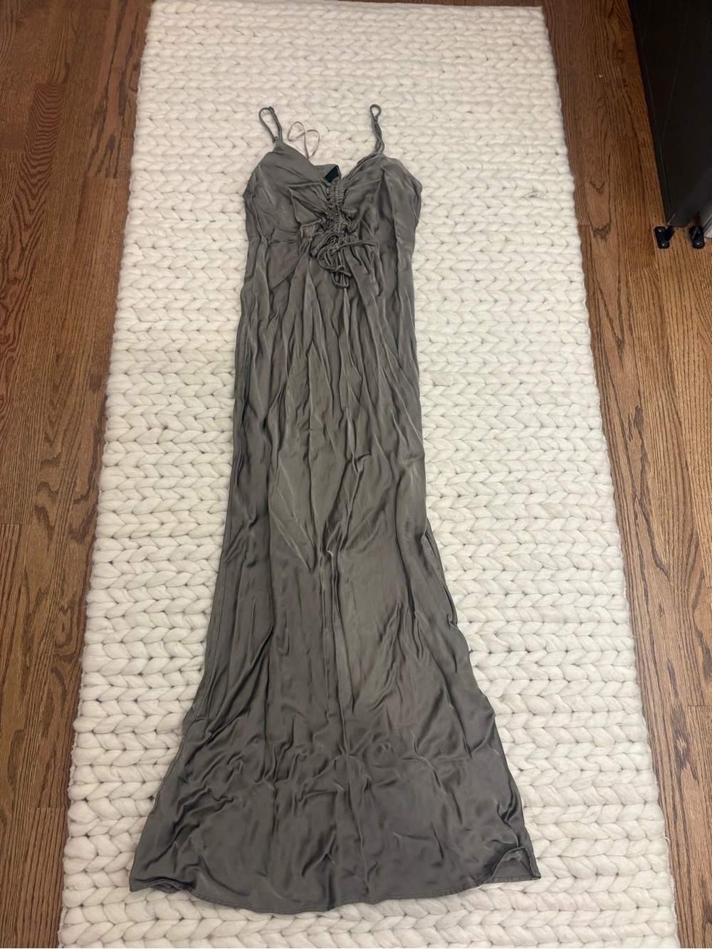 Zara green satin maxi dress